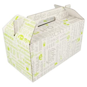 Boîte menu carton 24.5x13.5x12 cm avec poignée - Lot de 100