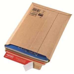 Pochette d'expédition carton brun 21,5x30x5 cm avec fermeture adhésive