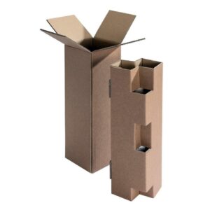 Caisse 1 bouteille avec calage brune 11.2x11.2x36cm - lot de 5