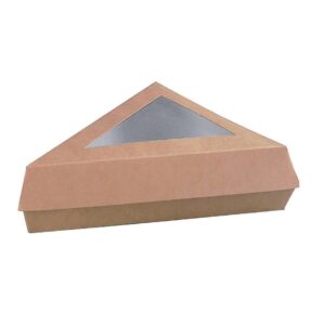 Boîte triangle brune à fenêtre 15,5x13x4,5cm - Lot de 50