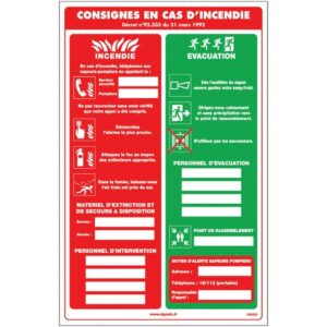Consignes incendie H300x210 mm - Signalisation sécurité efficace