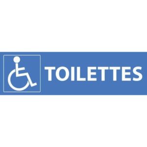 Panneau adhésif PMR toilettes 17x5 cm - Signalétique accès facile