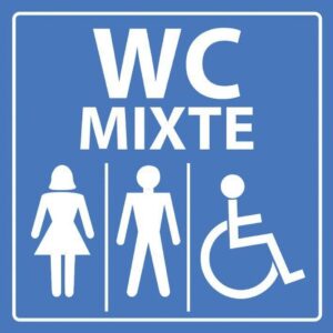 Signalétique accès PMR WC mixtes homme femme - Affichage clair