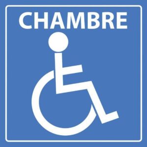 Affichage adhésif 10x10 cm accès PMR chambre – signalétique claire