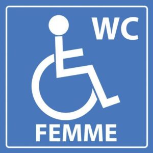 Affichage WC femme PMR adhésif 10x10 cm - Signalétique accessibilité