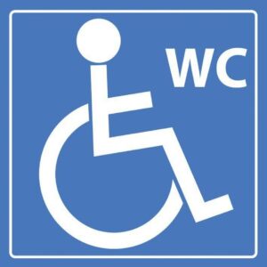 Affichage adhésif WC PMR 10x10cm - Accès Personne Mobilité Réduite