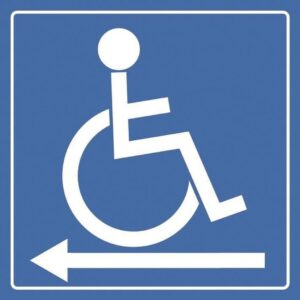 Affichage accès PMR à gauche 10x10 cm - Signalisation PMR